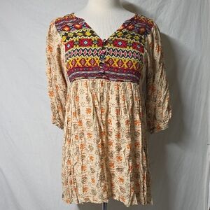 Umgee Colorful Boho Tunic Dress Small